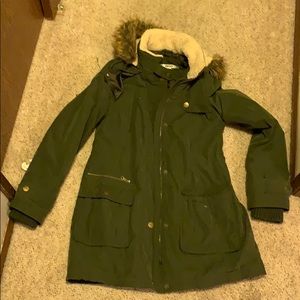 DKNY long olive green jacket
